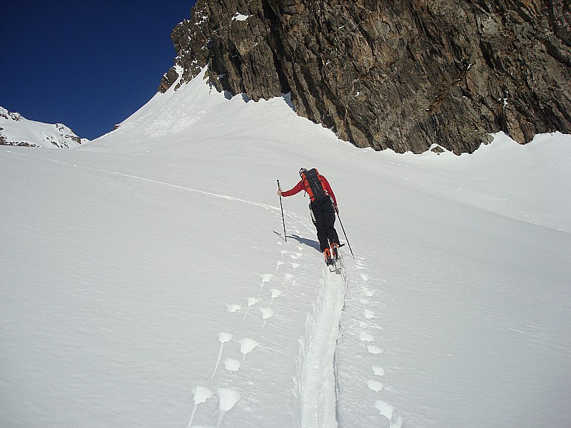 Ben dans la montée : Juste avant d'arriver sur le glacier, ça casse les jambes ...