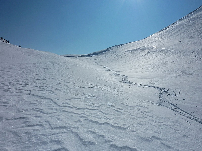 #5 couloir E de Sullens : En bas , quelques zones de poudre tassée couloir E de Sullens : En bas , quelques zones de poudre tassée