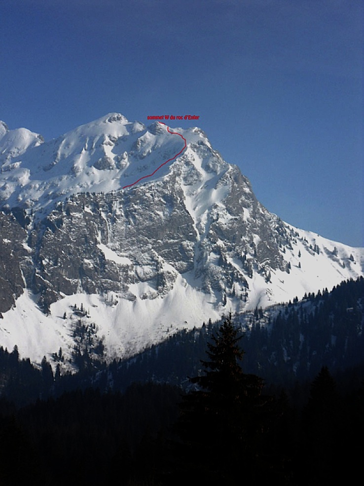 #3 tracé de la descente : depuis la Chèvrerie, vue sur le roc d tracé de la descente : depuis la Chèvrerie, vue sur le roc d'Enfer , à droite le sommet W