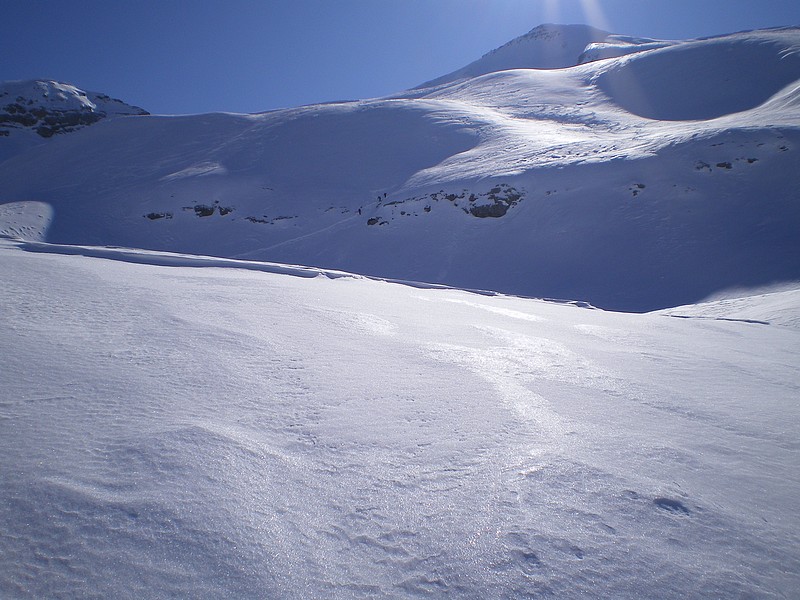 #8 Cime Nègre : Partie haute de la descente, les premières barres sont bien remplies de neige Cime Nègre : Partie haute de la descente, les premières barres sont bien remplies de neige