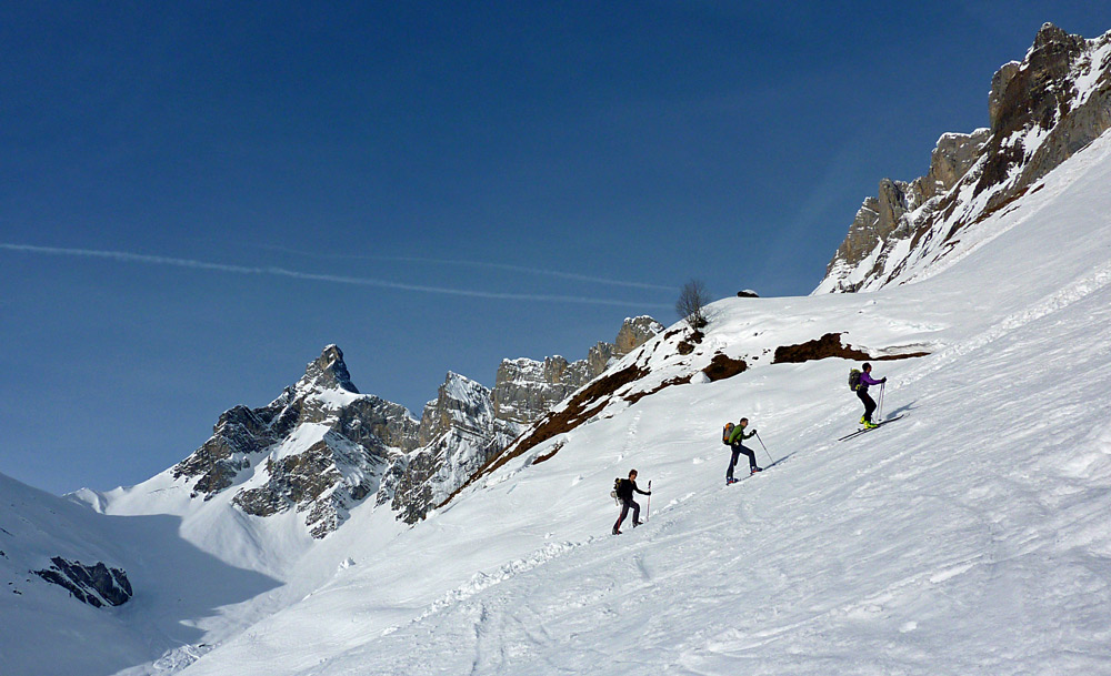 Pte d'Areu face SE : Montée combe de Doran