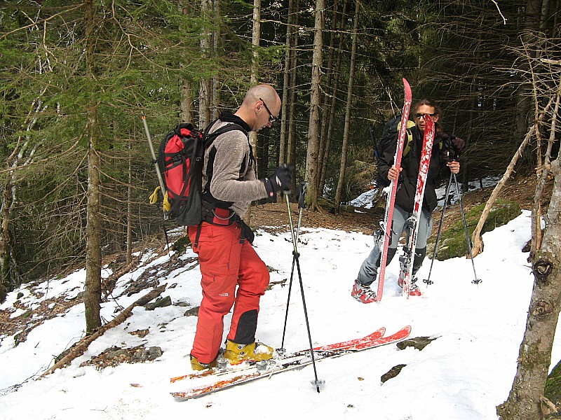 #12 Dans les bois peu de neige : Marche a pied ou option "cortassa" les coulées! Dans les bois peu de neige : Marche a pied ou option "cortassa" les coulées!