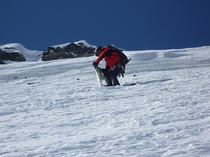 Sommet petite face nord : Terminus pour nous aujourd'hui, Nico débroche.