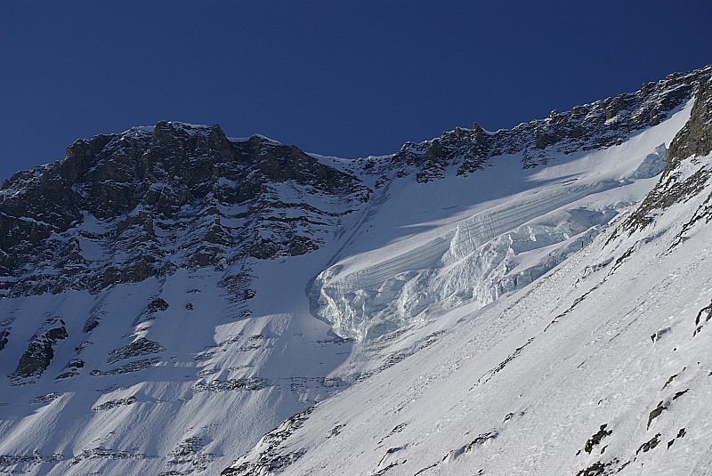 Grande Casse - Face Nord : Belle vue sur la Face Nord - 2 alpinistes dans le Couloir des Italiens