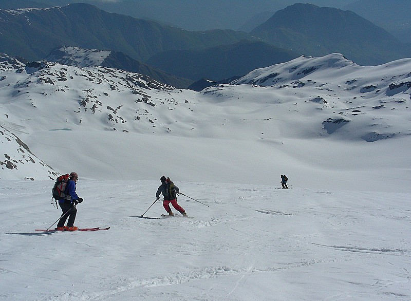Descente du glacier : Bon ski...