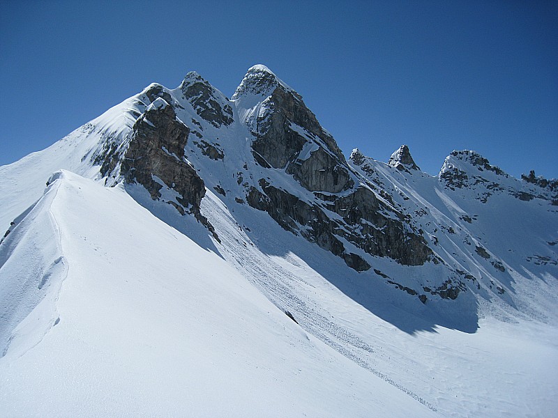#4 Dôme Blanc : Du sommet vue sur l Dôme Blanc : Du sommet vue sur l'arête WNW et les dômes de Mulinet.