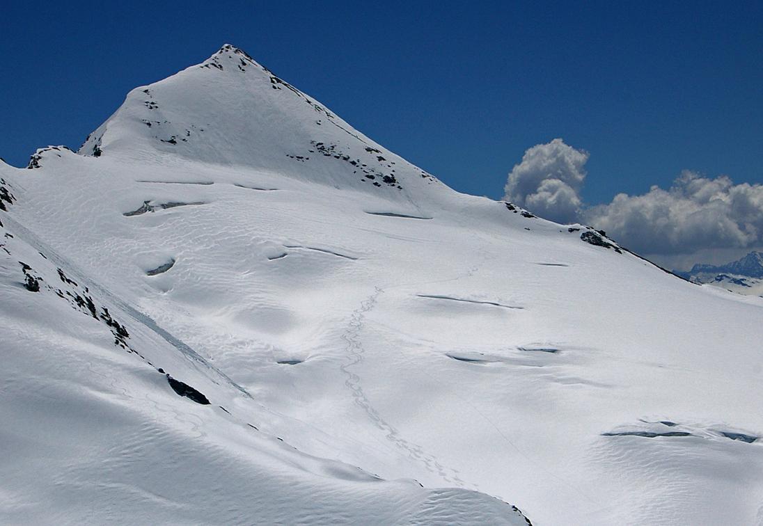 #13 Descente face aux Sassières : Zoom sur les Sassières. Belles traces de ski sur la traversée réalisée par d Descente face aux Sassières : Zoom sur les Sassières. Belles traces de ski sur la traversée réalisée par d'autres randonneurs. ILS SE RECONNAITRONT???? HDlameije????