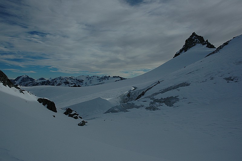 Au col de Gebroulaz : Grande Casse, glacier de la Vanoise et Aiguille de Polset