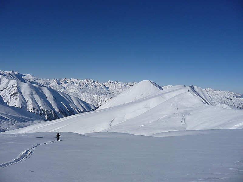 1ère descente : direction la combe des Aiguilles