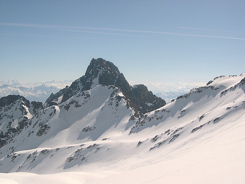 vue du glacier du Rocher blanc : Col de la Croix et Bec d"Arguille