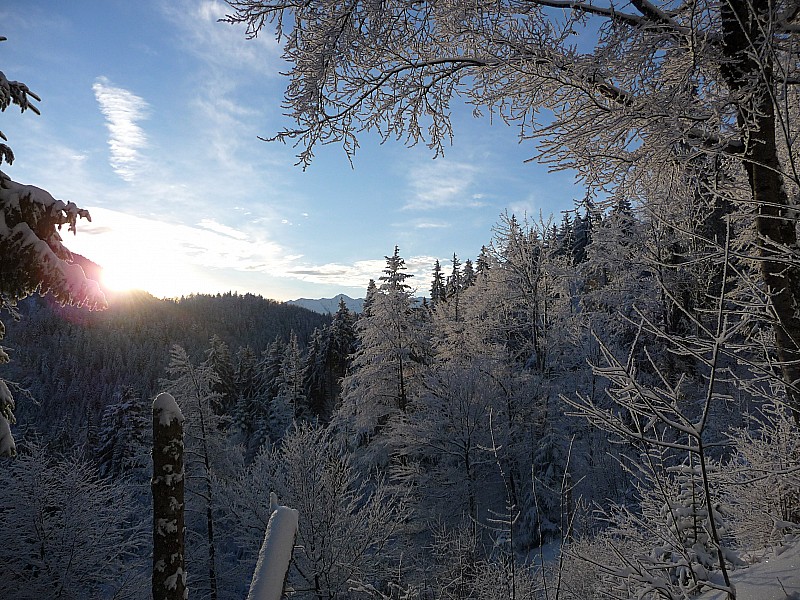 Lever de soleil : Le soleil fait son apparition, le ciel est encore bleu