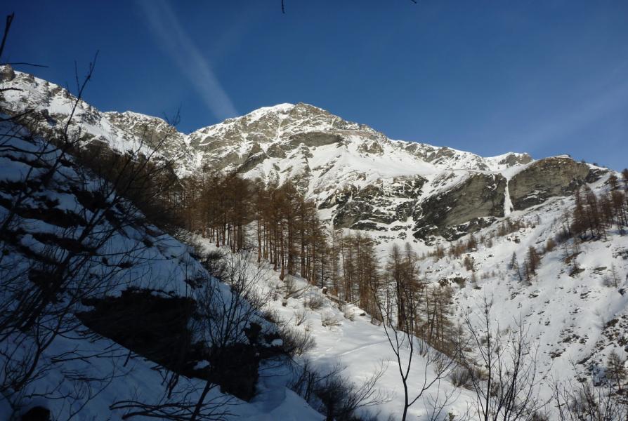 #1 Punta Nera : Sommet de Punta Nera, avec a gauche du sommet la branche de droite du couloir de la Cima di Blave - qui attend encore d Punta Nera : Sommet de Punta Nera, avec a gauche du sommet la branche de droite du couloir de la Cima di Blave - qui attend encore d'etre skiee, et qui a pas l'air pire en ce moment