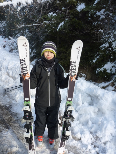 Salèse : Nicolas au départ de sa première sortie en ski de rando, à 10 ans !