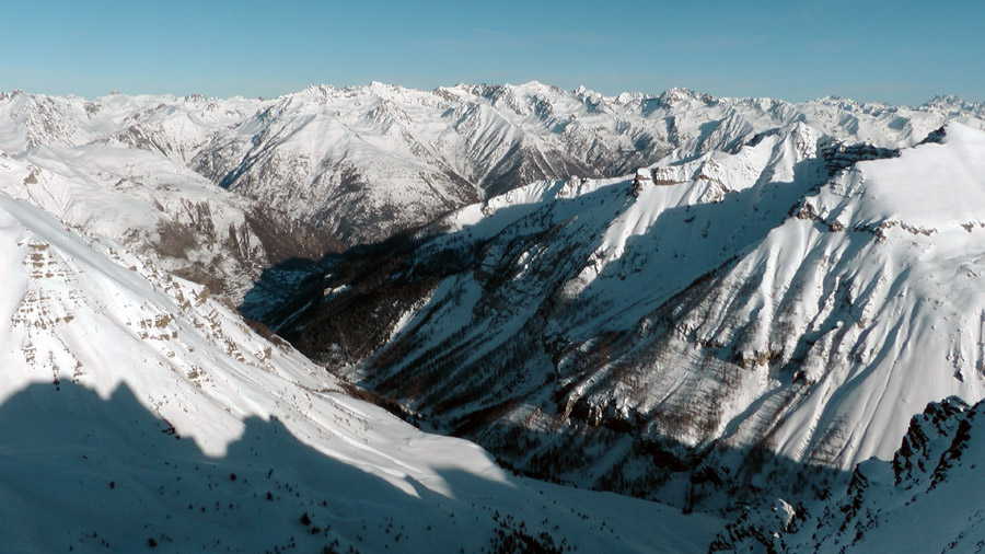 Vallon de Gialorgue, Pierre Chatel et Argentera à D, et Sommets de haute tinée