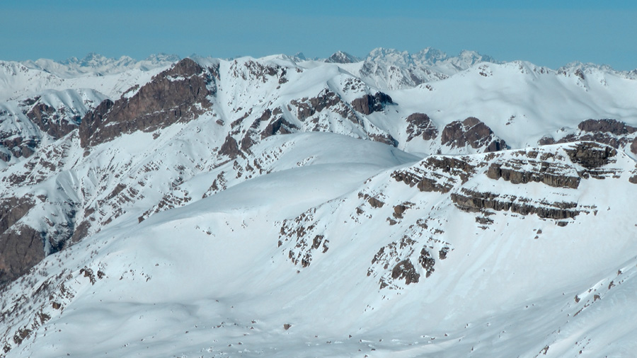 Magnifique panorama sur les Ecrins, Ailefroide, Ecrins, Pelvoux de gauche à droite 