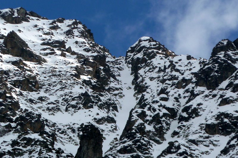 #12 Mts Jovet : Le haut du couloir NW, très étroit avec le maigre enneigement actuel. Mts Jovet : Le haut du couloir NW, très étroit avec le maigre enneigement actuel.