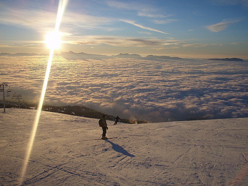 Descente de la Croix : Vers 17h00
Encore quelques skieurs
Très beau paysage