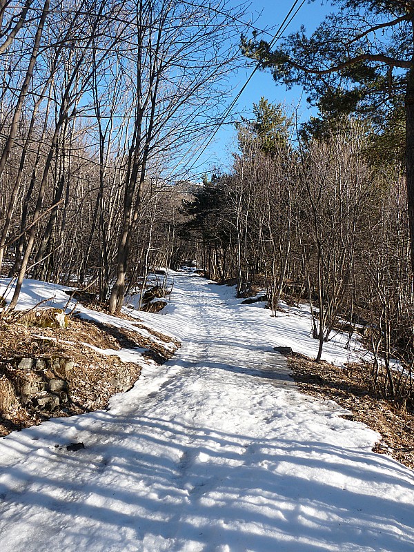 #1 Montée le long du ruisseau : Un des rares passages encore enneigés de ce côté ci Montée le long du ruisseau : Un des rares passages encore enneigés de ce côté ci