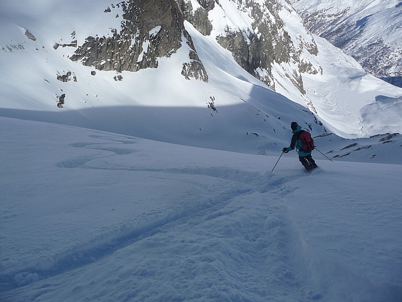 Mont Tout Blanc : Eric à l'approche de la langue terminale du glacier.