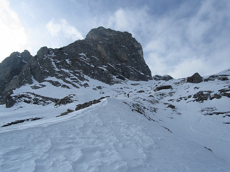 #15 Tour de la Miaz : Enneigement pauvre sur la fin de la face SE sous la Miaz Tour de la Miaz : Enneigement pauvre sur la fin de la face SE sous la Miaz