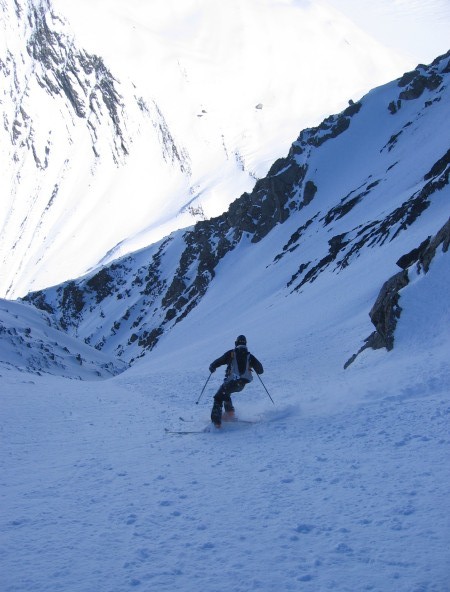 Couloir NW des 3 Evêchés : Denis dans le milieu du couloir