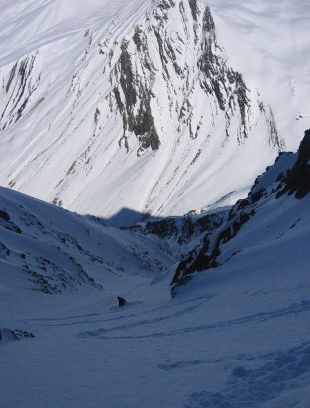 Couloir NW évêchés : Denis dans le haut du couloir