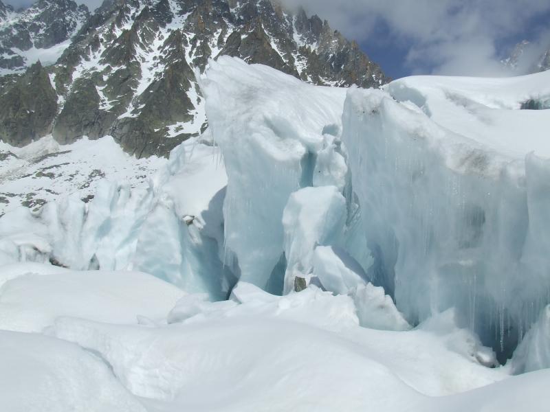Couloir Barbey : les beaux séracs du glacier d'Argentière