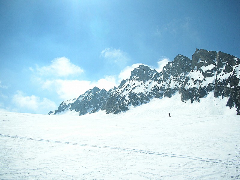 #9 Dôme de Polset : Montée du glacier de Gébroulaz vallon SW sous les barres W Dôme de Polset : Montée du glacier de Gébroulaz vallon SW sous les barres W