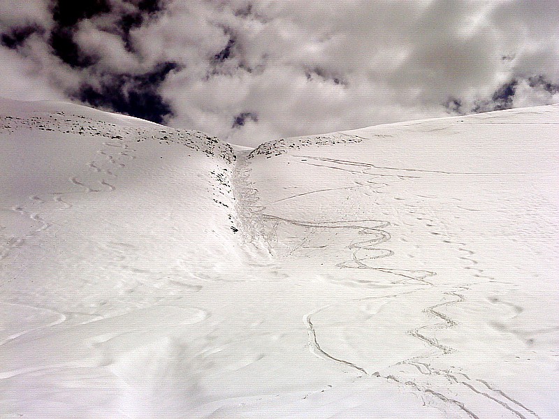 #9 Cime de la Cochette : trace lourde en arrivant au col du Sabot Cime de la Cochette : trace lourde en arrivant au col du Sabot