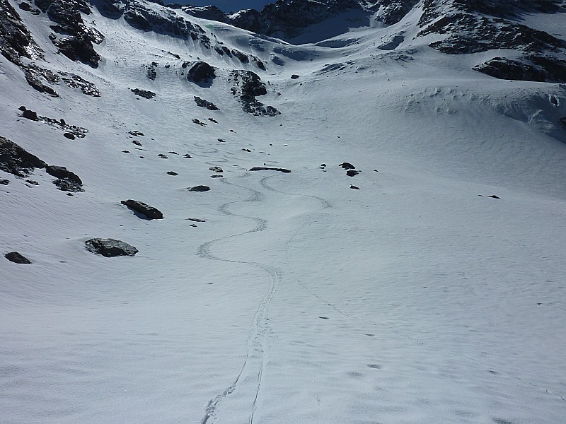 #10 Descente : Bas de la face W. Une poudrée sur fond dur. Descente : Bas de la face W. Une poudrée sur fond dur.