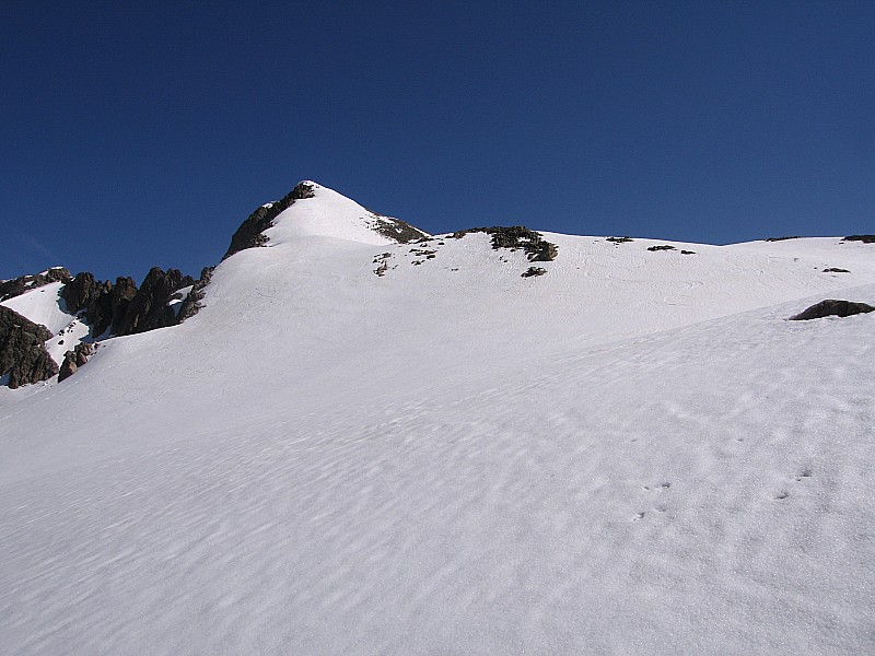 sommet du ghilié : facette sud terminale encore skiable