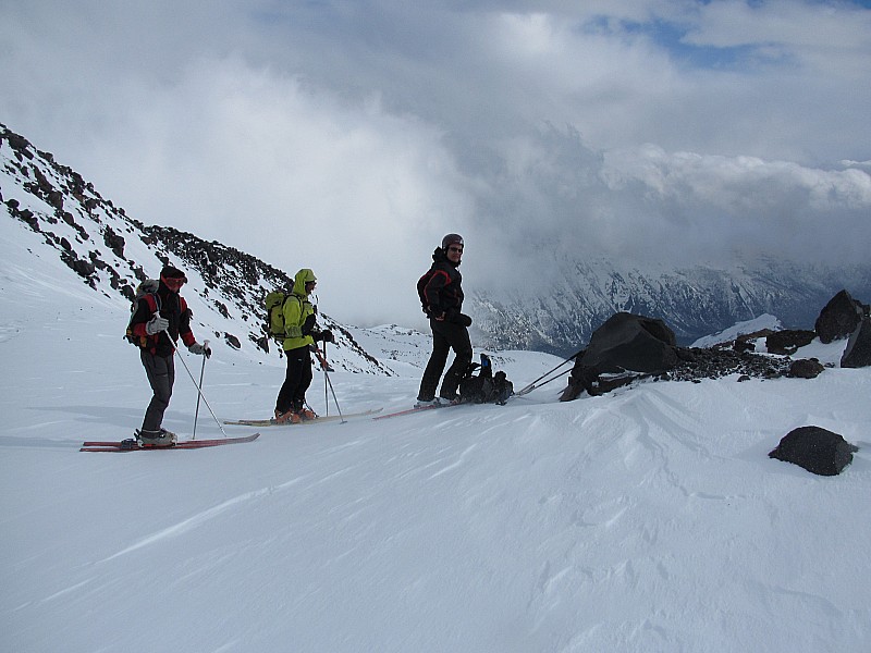 En cours de descente : Pause en cours de descente : Christophe, Marie-Christine et Didier