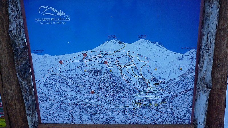 Départ : Le cerro Pirigallo sur le plan des pistes de Termas de Chillan