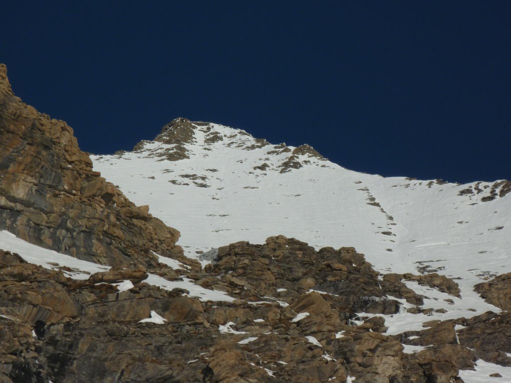 Rocciamelone : Le sommet avec son couloir de sortie et sa terrasse