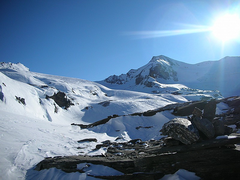 #7 Cime d Cime d' Oin : Sortie du 1er couloir: vue sur les glaciers