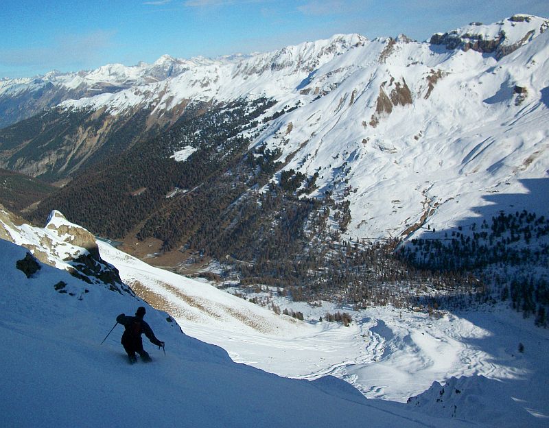 Haut de l'itinéraire : super conditions, ski serein