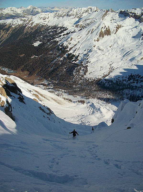 Début descente : Super neige et de la place