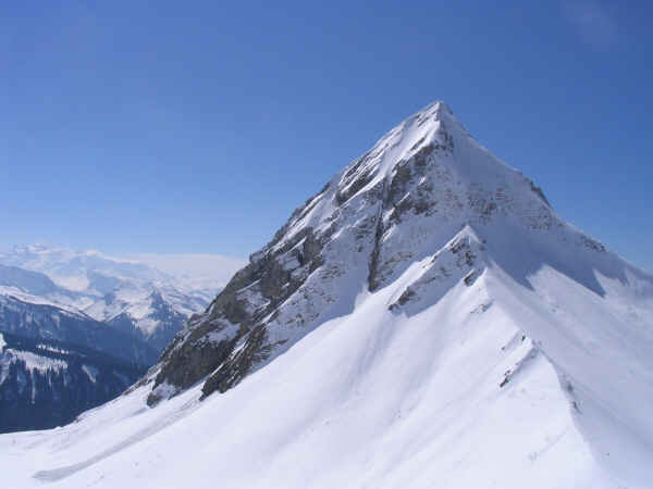 #1 Pointe de Nantaux-Face N : Le départ du couloir Est se situe après l Pointe de Nantaux-Face N : Le départ du couloir Est se situe après l'arète visible sur la gauche.