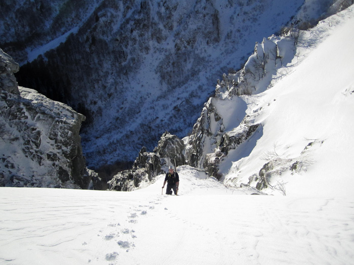 Couloir de la Martinswand : La pente finale. Superbe ambiance !