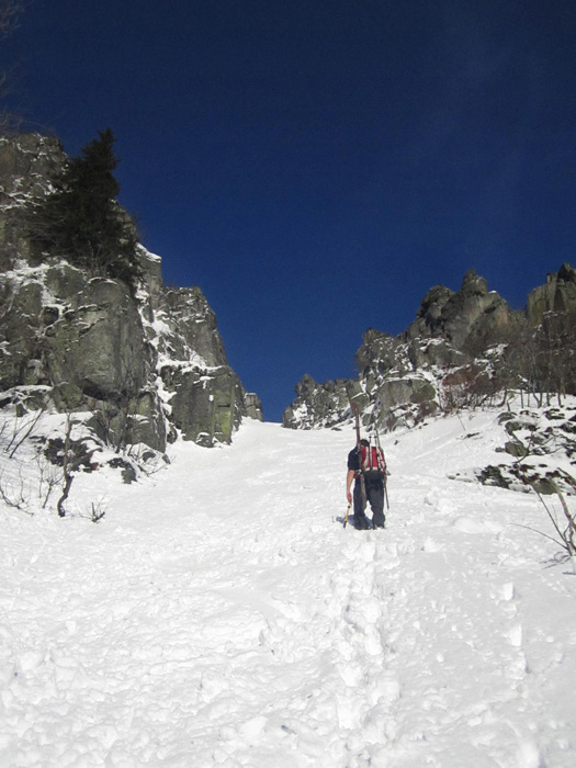 Couloir de la Martinswand : ca chauffe des l'attaque !