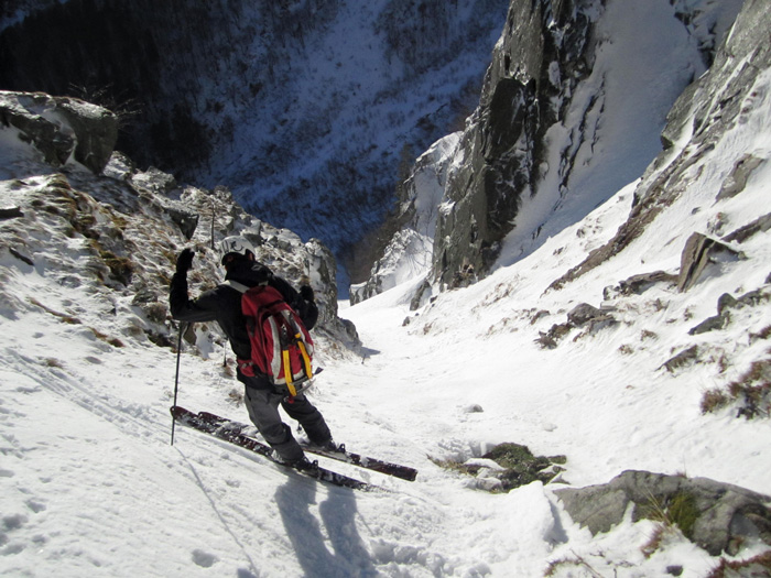 Couloir de la Martinswand : Dans le haut du Couloir. Belle ambiance et bon ski !