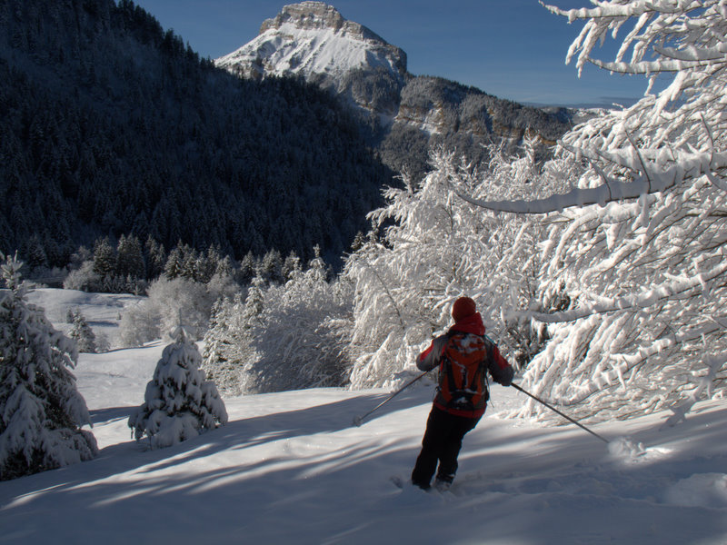 Ski sous Chamechaude : avant d'arriver au Chalet du Col du Coq