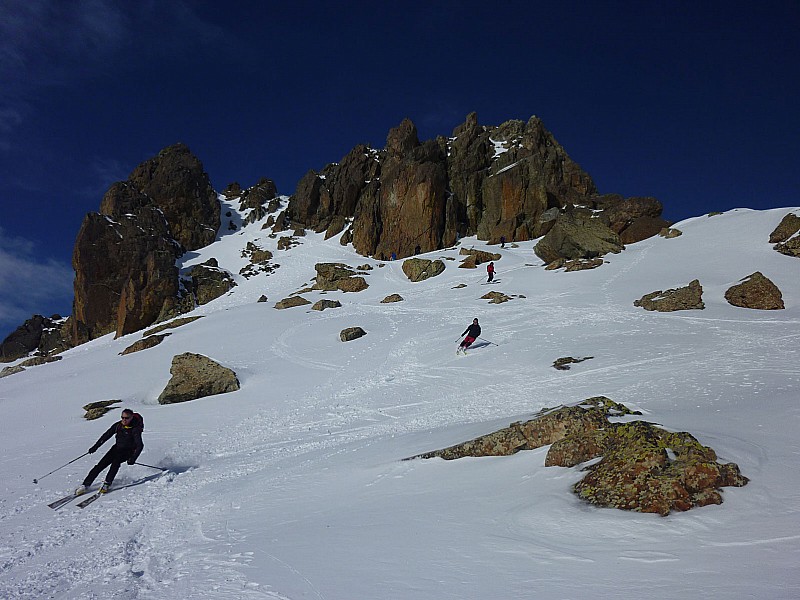 #3 Couloir d Couloir d'accès Peyreget : Début de la descente. Vue du couloir d'accès à la zone sommitale.
