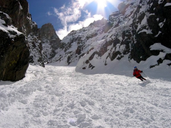 Descente couloir : Arrivée sur le cone final... les cuisses ont chauffé.