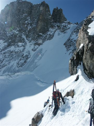 Col Claire : Dans la courte traversée et descente pour prendre pied sur le glacier d'Armande.