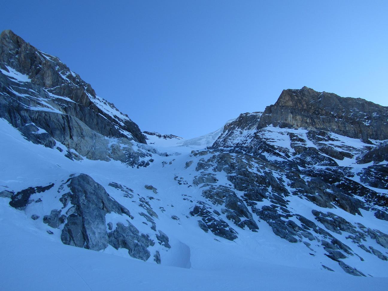 Grande Casse : Juste avant d'attaquer le Glacier, le petit couloir du topo se passe facilement
