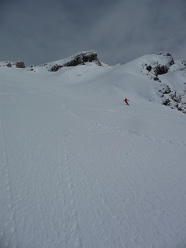 #8 Trou de la Mouche : Dans la grande pente sous le Trou, neige irrégulière en cours de transformation ! Trou de la Mouche : Dans la grande pente sous le Trou, neige irrégulière en cours de transformation !