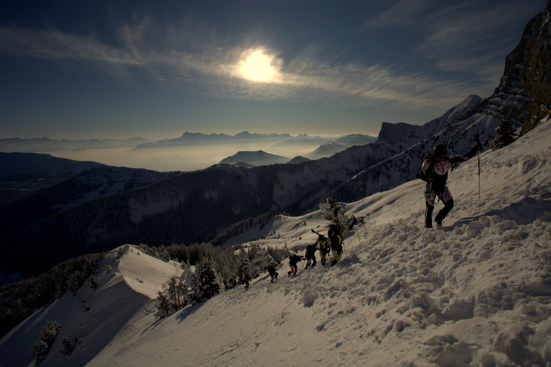 #16 Pierre Blanche : belle ambiance entre la zone de cramponnage et l Pierre Blanche : belle ambiance entre la zone de cramponnage et l'entrée du couloir