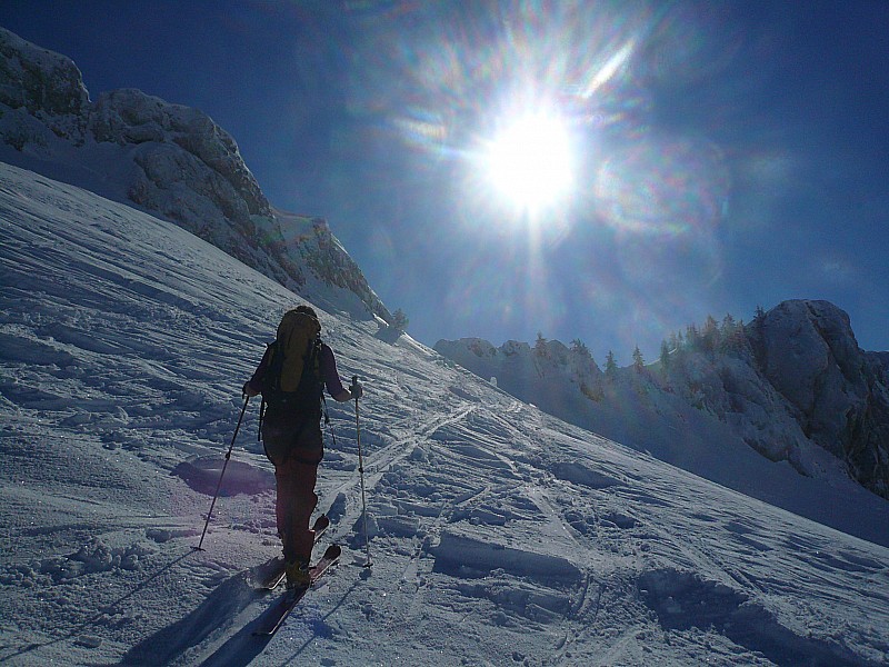 vers brèche menant à Bovinant : neige dure