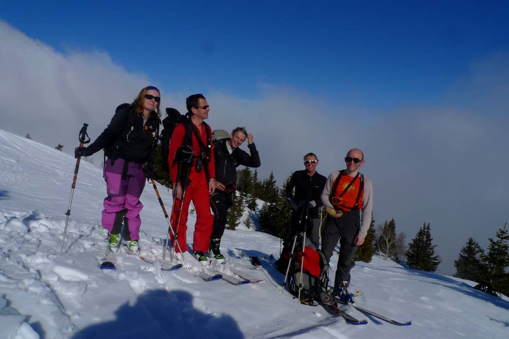 Pointe des Arlicots : Toute l'équipe du jour au sommet de la Montagne de la Lanche